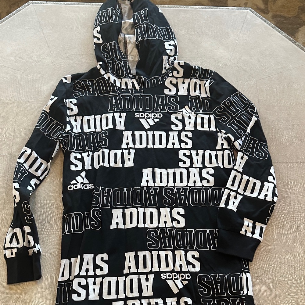 Adidas Black and White Logo Hoodie